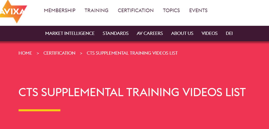CTS Supplemental Video Page