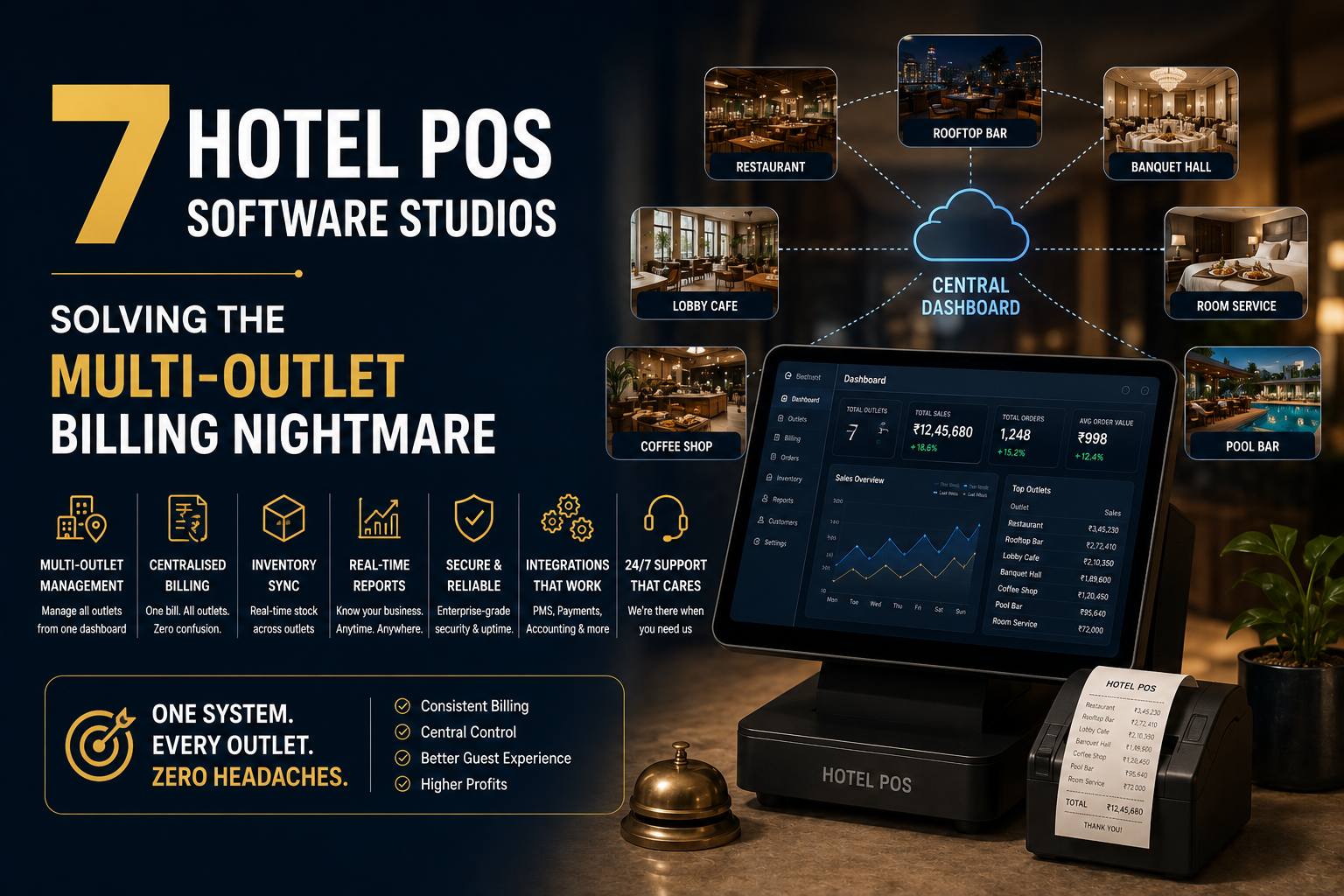 7 Hotel POS Software Studios Solving the Multi-Outlet Billing Nightmare